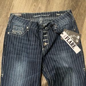 Cowgirl Tuff Co pinstripe flair jean 28 XL